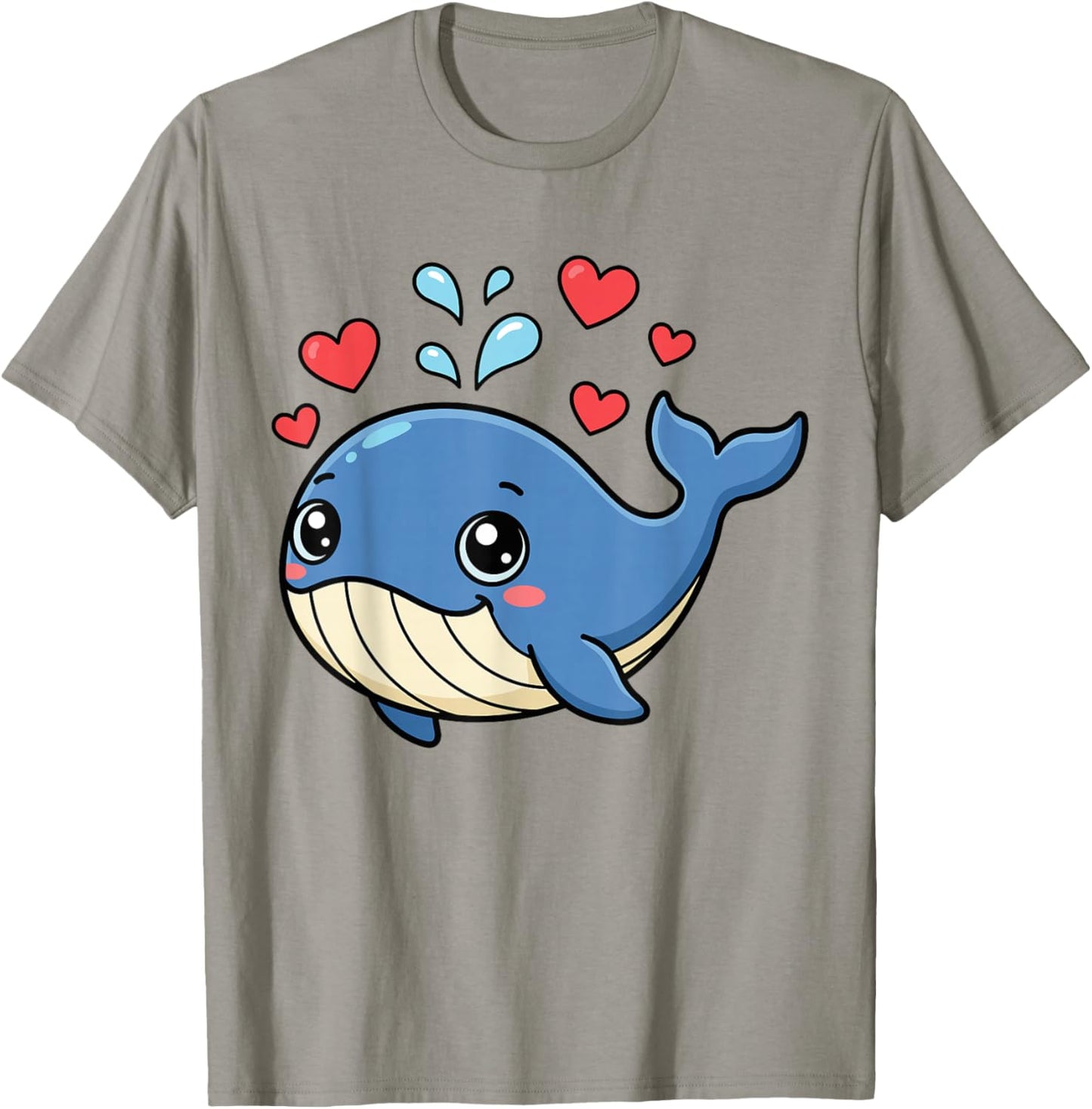 Cute Whale Valentines Whale Watching Hearts Cartoon Boy Girl T-Shirt - T-Shirt | Sand