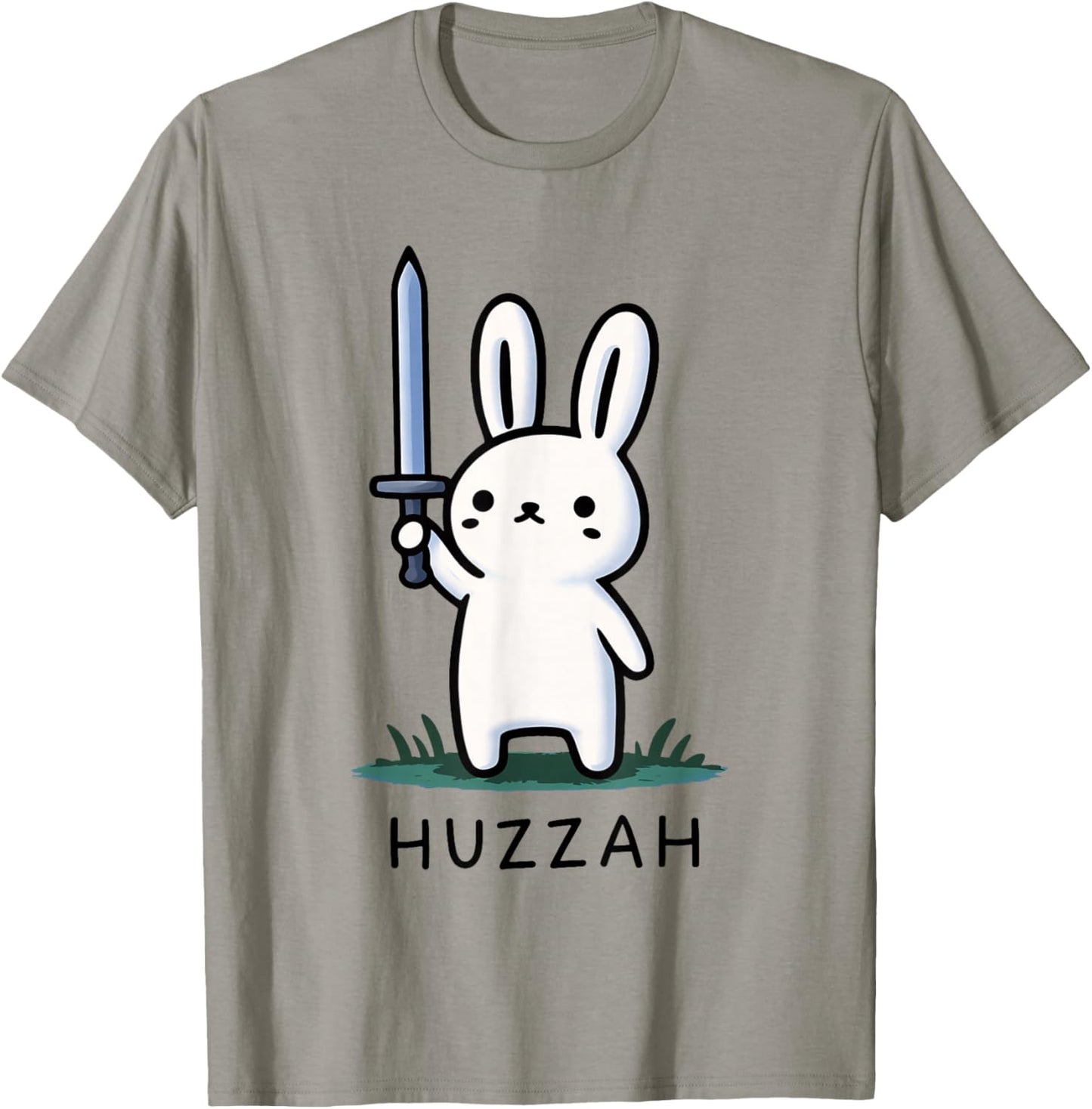 Huzzah Bunny Knight Funny Sword Meme Quote Animal Design T-Shirt - T-Shirt | Sand