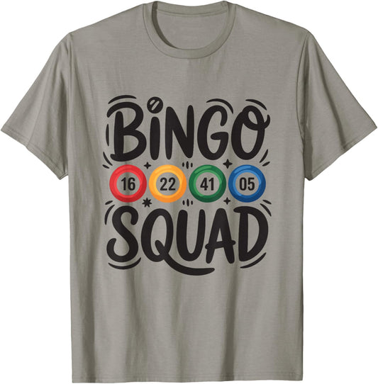Bingo Squad Game Night Players Fun Design T-Shirt - T-Shirt | Sand