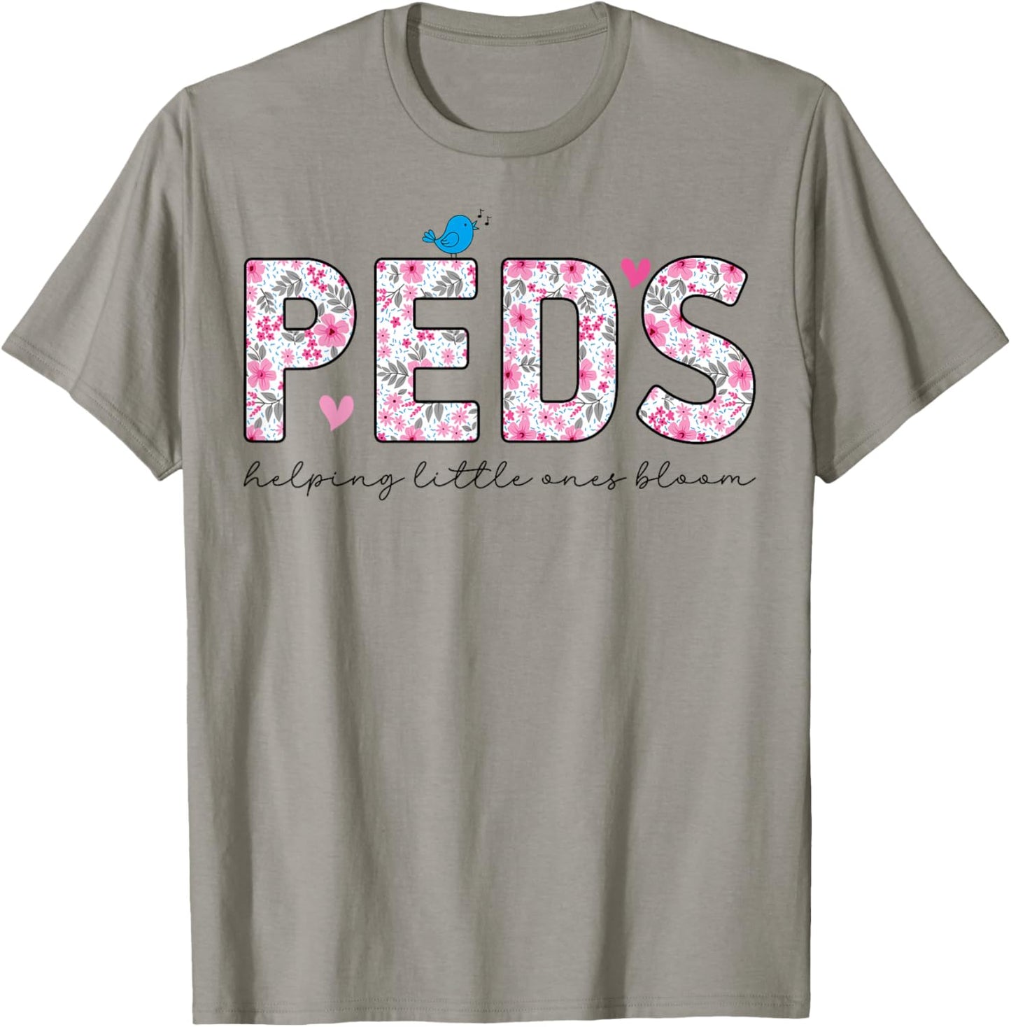 PEDS Nursing Floral Pediatric Nurse T-Shirt - T-Shirt | Sand
