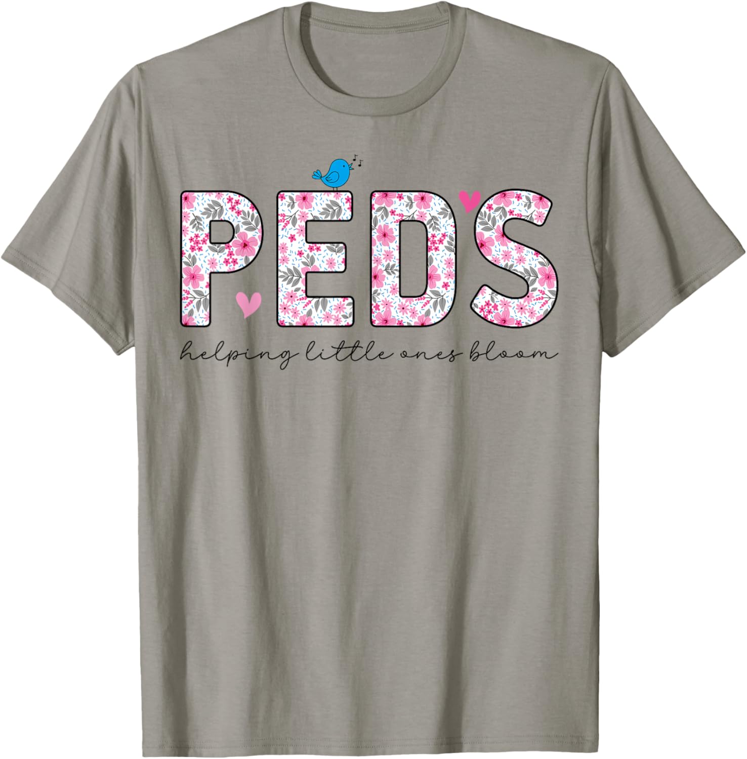 PEDS Nursing Floral Pediatric Nurse T-Shirt - T-Shirt | Sand