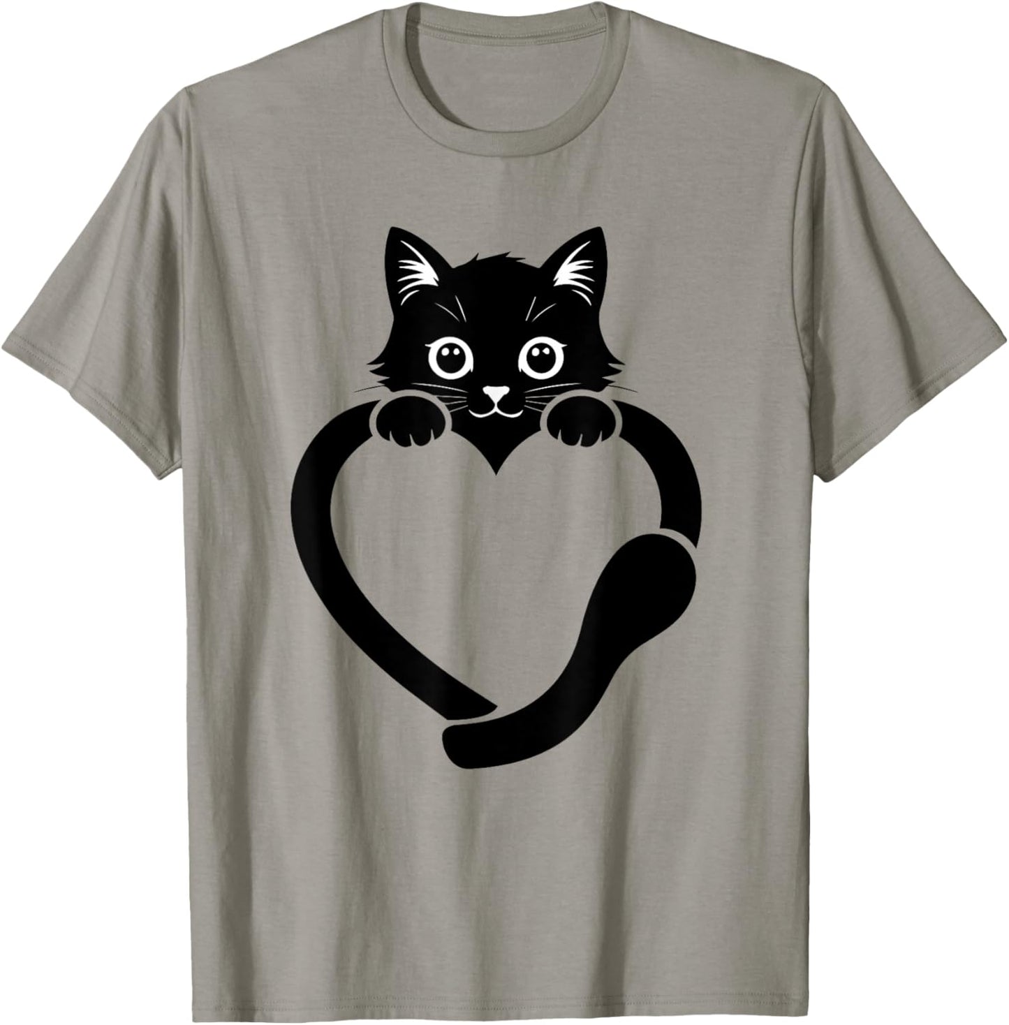 Cat Heart Graphic Love Cute Cat T-Shirt - T-Shirt | Sand
