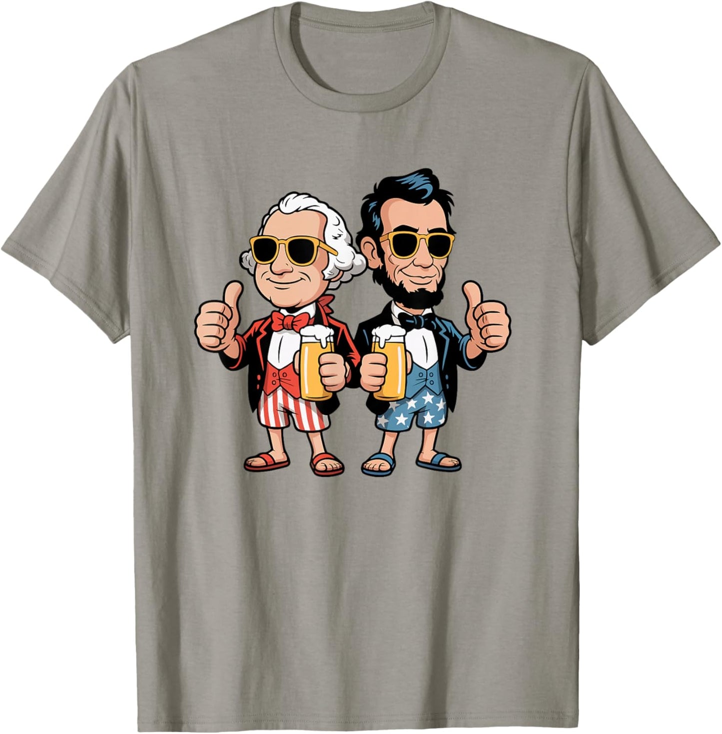 Funny President's Day Lincoln Washington Patriotic Drinking T-Shirt - T-Shirt | Sand