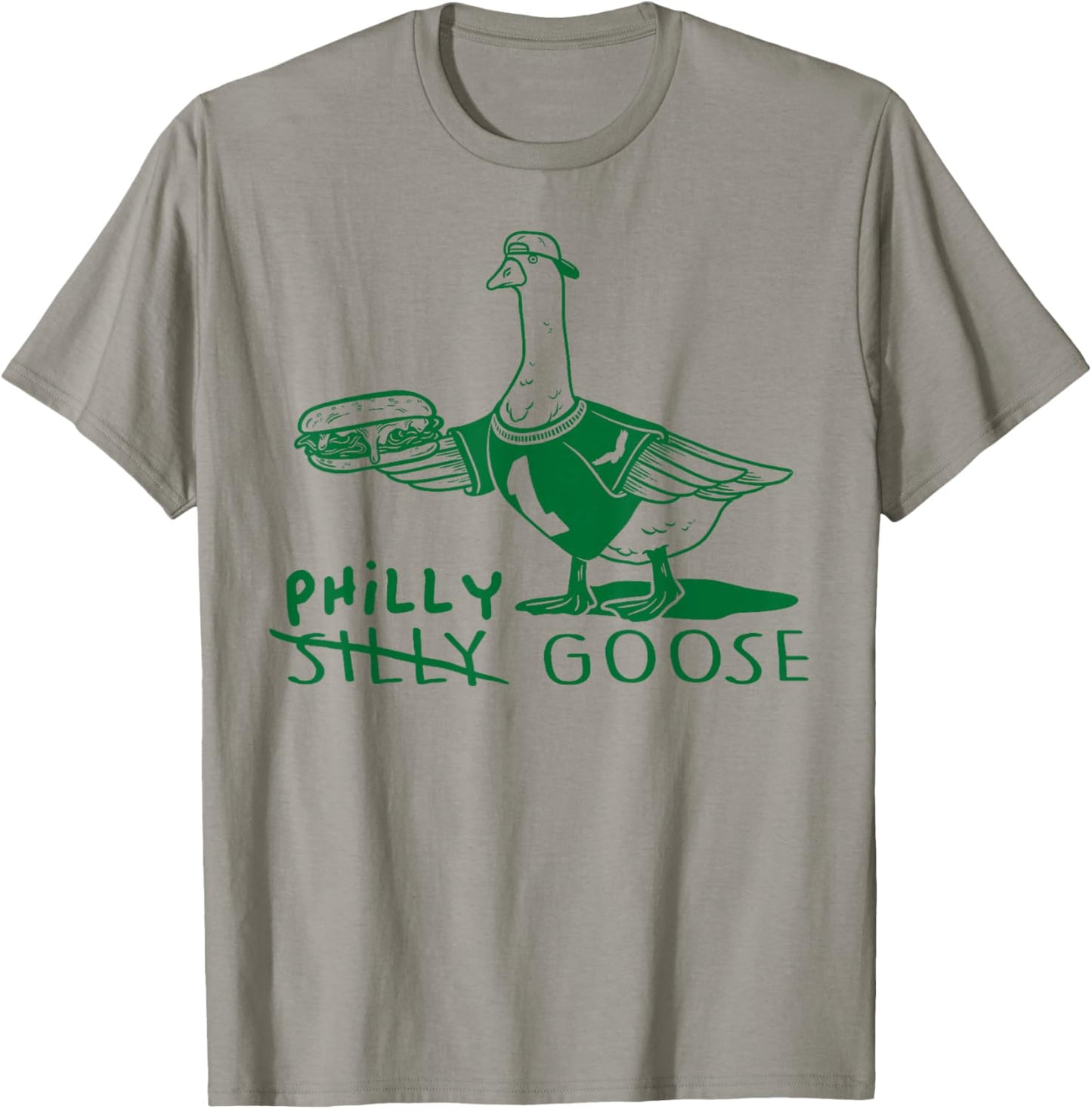 Philly Goose Funny Cheesesteak Silly Animal Pun T-Shirt - T-Shirt | Sand