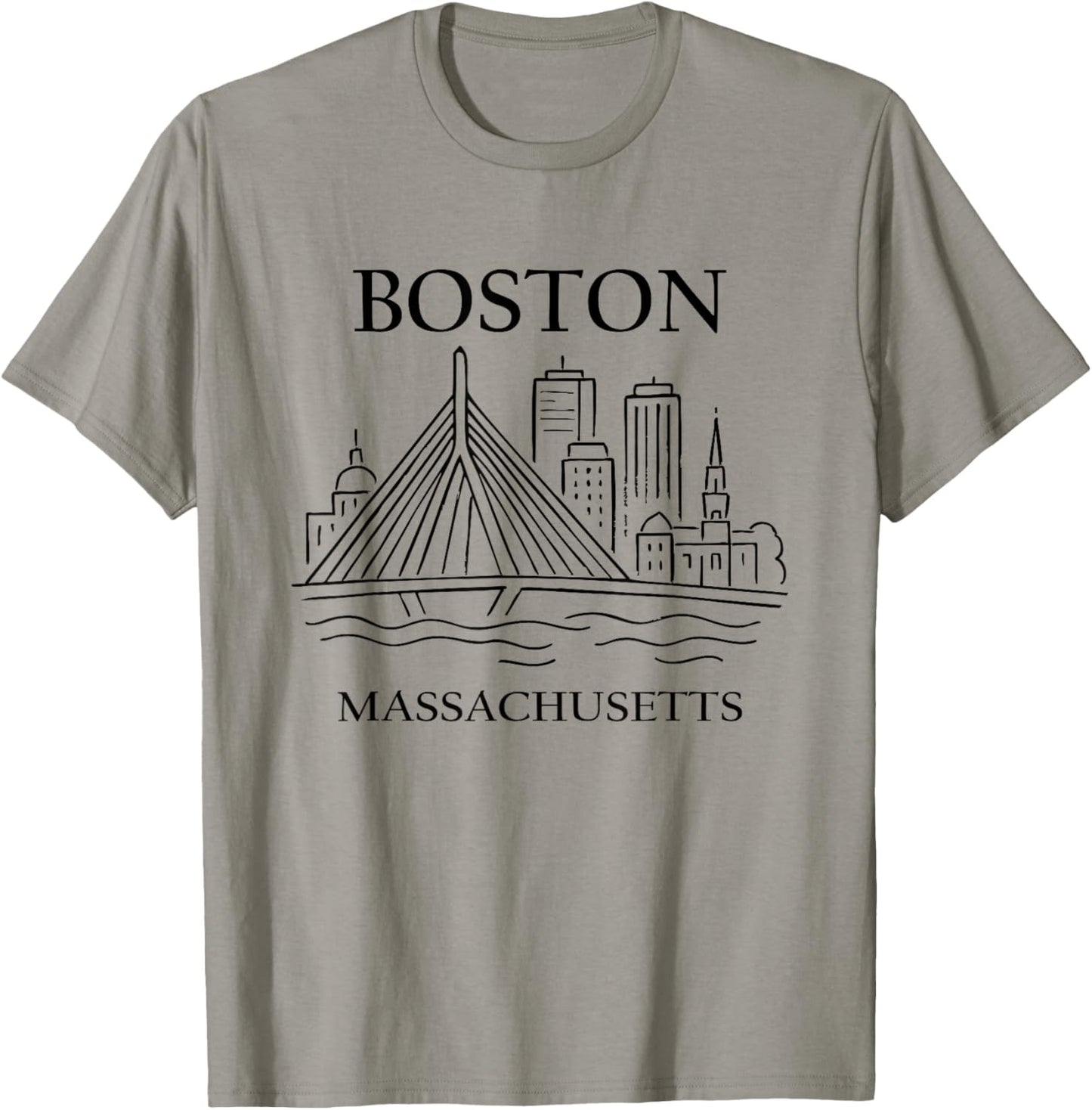 Boston United States Minimalist City Travel Souvenir T-Shirt - T-Shirt | Sand