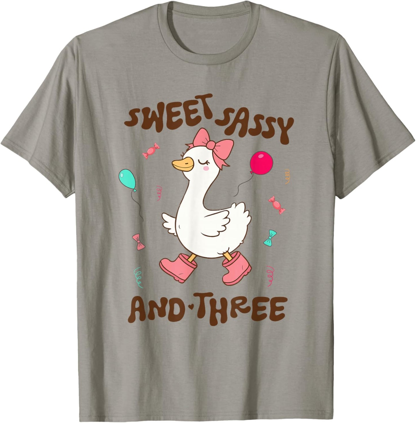 Sweet Sassy and Three Silly Goose 3rd Birthday Party Cute T-Shirt - T-Shirt | Sand