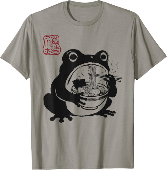 Grumpy Frog Funny Ramen Anime Japanese T-Shirt - T-Shirt | Sand