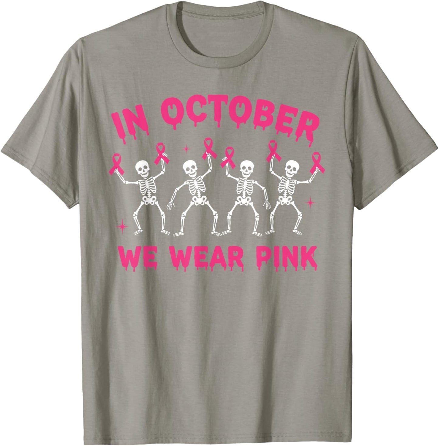 Pink Ribbon Breast Cancer Awareness Skeleton Boys Men Kids T-Shirt - T-Shirt | Sand