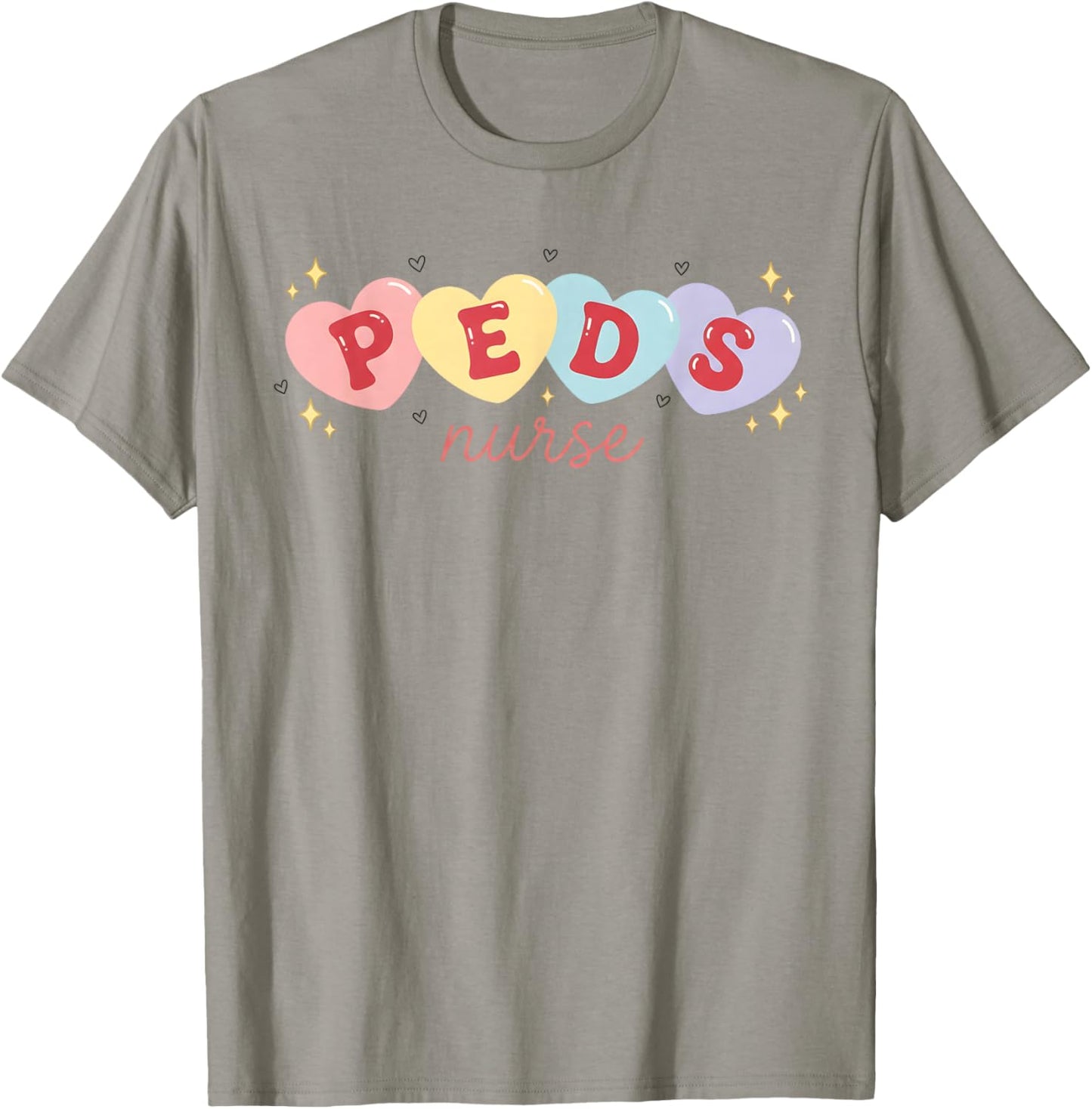 Valentine PEDS Nurse Valentines Day Pediatric Nurse T-Shirt - T-Shirt | Sand