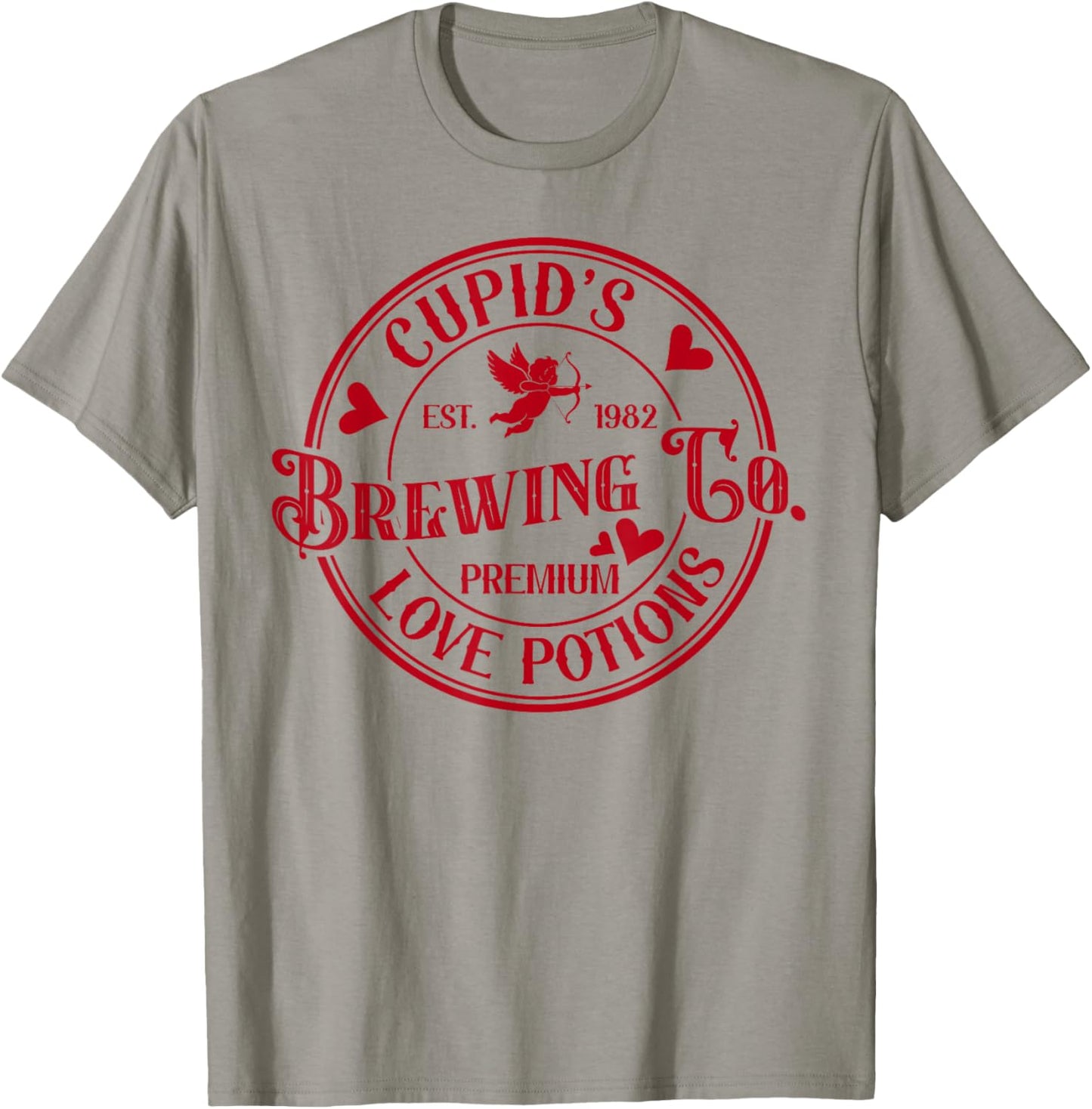 Cupid's Brewing Co Premium Love Potions Vintage Valentines T-Shirt - T-Shirt | Sand