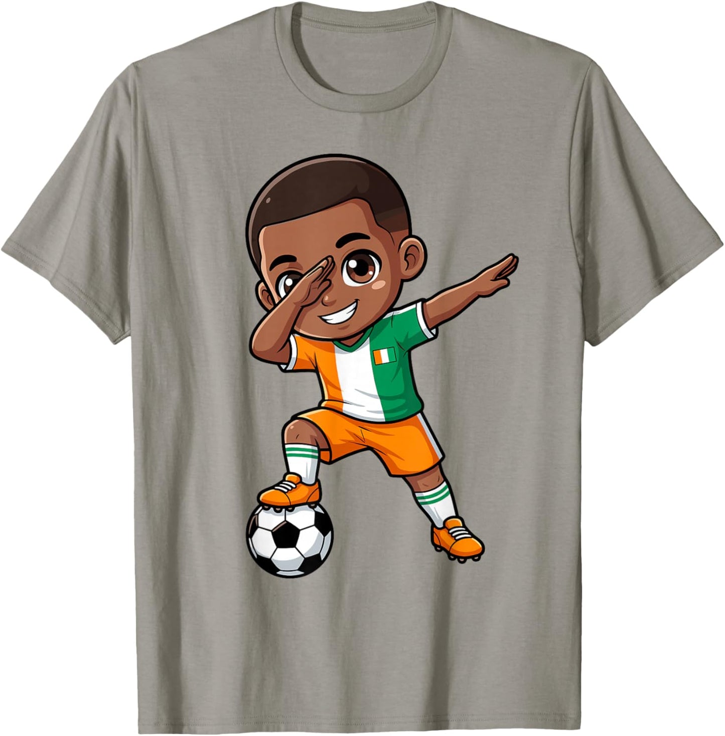 Ivory Coast Kid Goal Cartoon Côte D'Ivoire Flag for Kids T-Shirt - T-Shirt | Sand