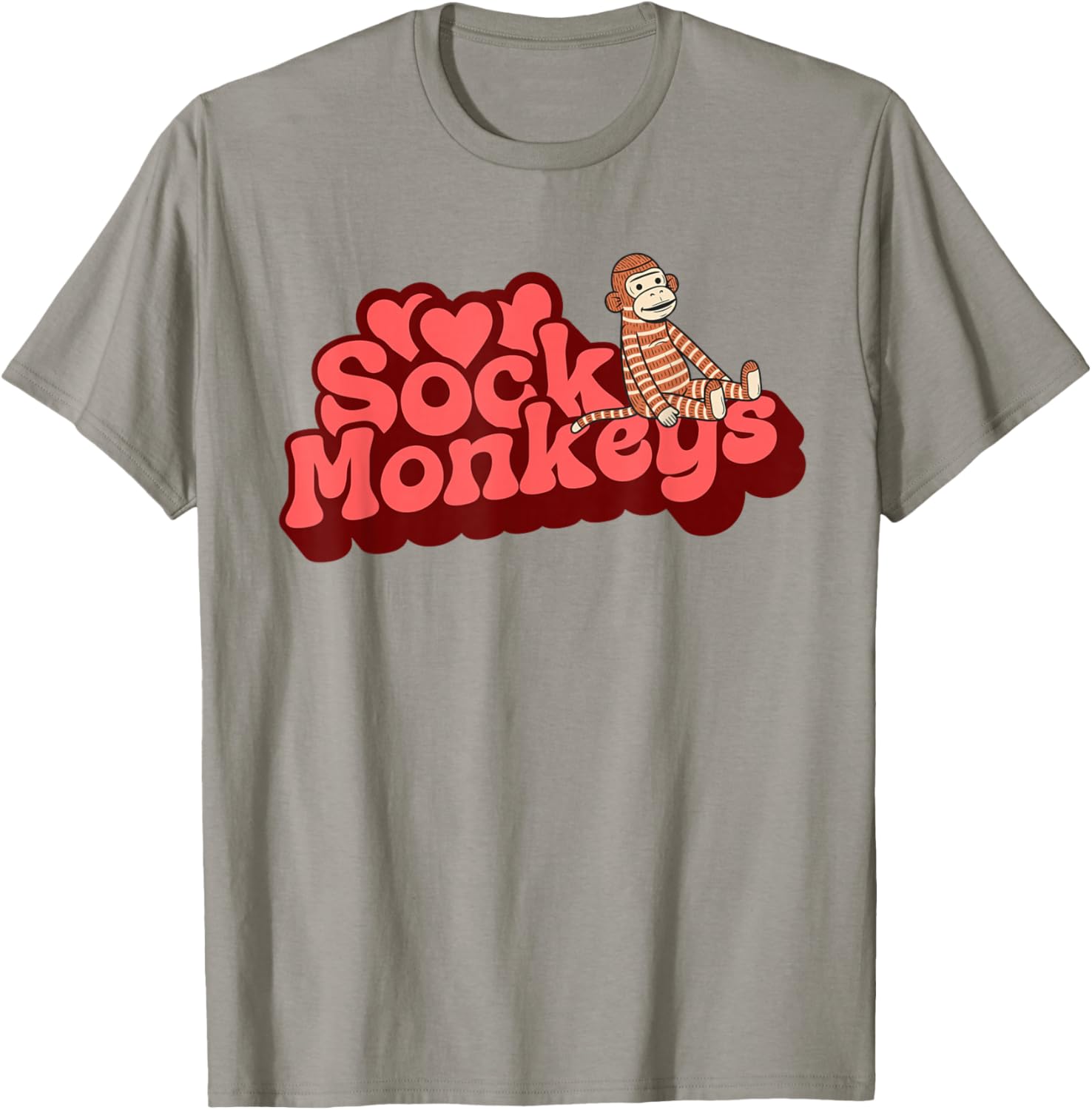 Love Sock Monkeys Retro Cute T-Shirt - T-Shirt | Sand