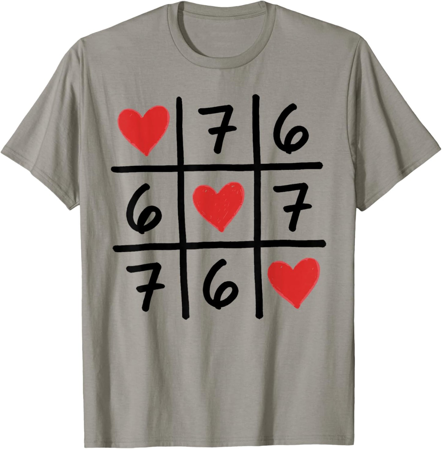 Funny 6 7 Meme Hearts Six Seven Valentines Day T-Shirt - T-Shirt | Sand