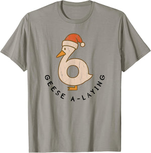 Geese A Laying, Funny Christmas Goose, Couples Matching T-Shirt - T-Shirt | Sand