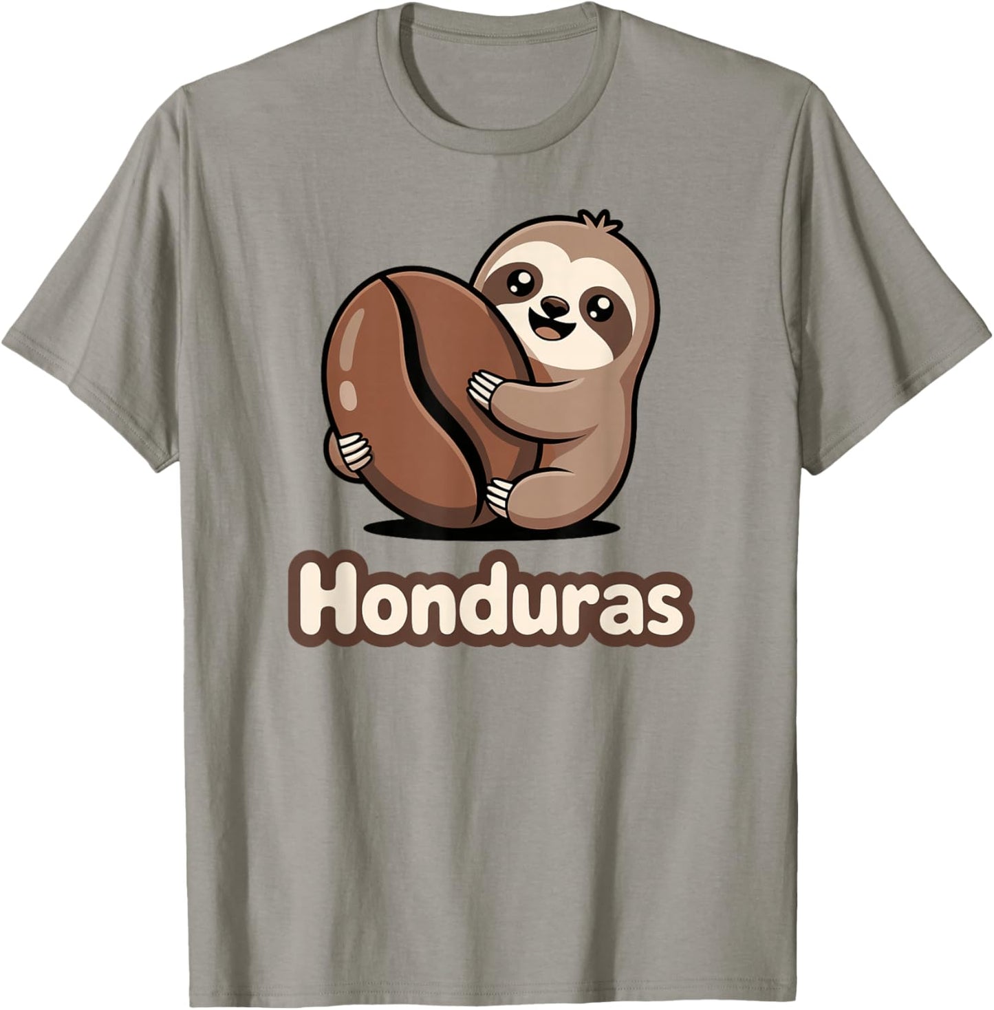 Cute Honduras Sloth Hugging Coffee Bean T-Shirt - T-Shirt | Sand