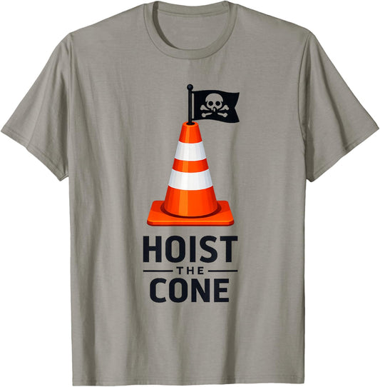 Hoist The Cone Funny Pirate Traffic Graphic T-Shirt - T-Shirt | Sand