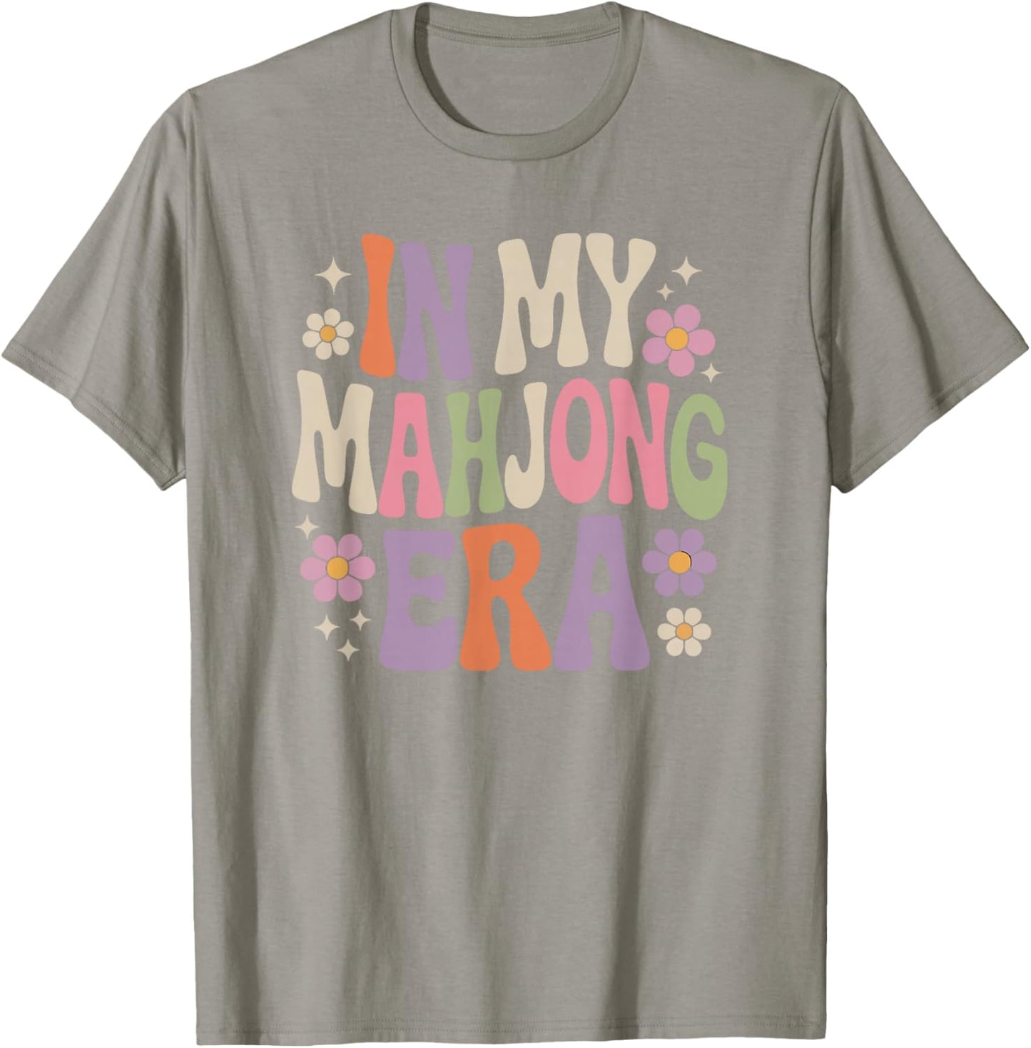 Fun Colorful Retro 70s Flowers in My Mahjong Era T-Shirt - T-Shirt | Sand
