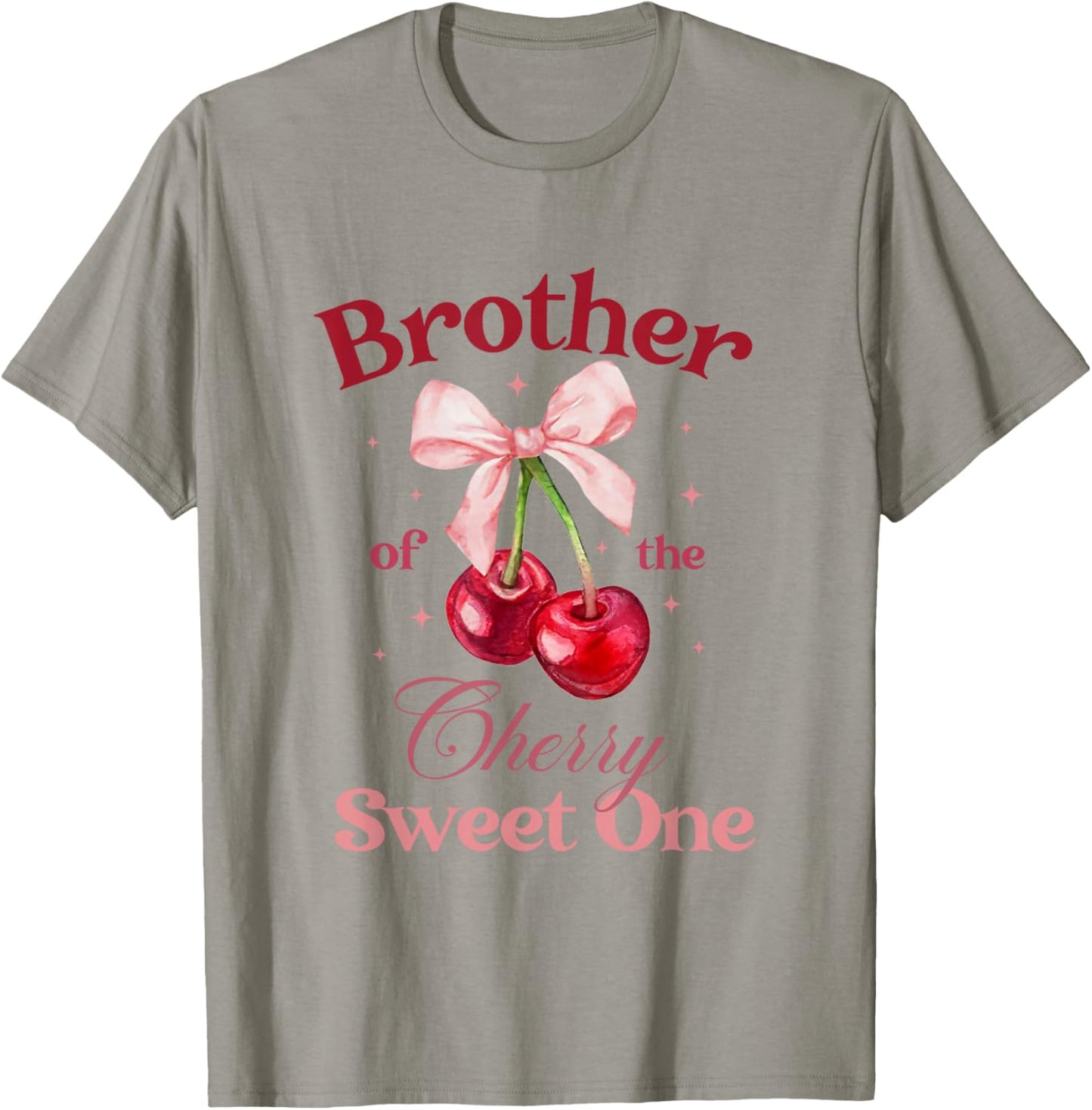 Brother of The Cherry Sweet One Preppy Bow First Birthday T-Shirt - T-Shirt | Sand