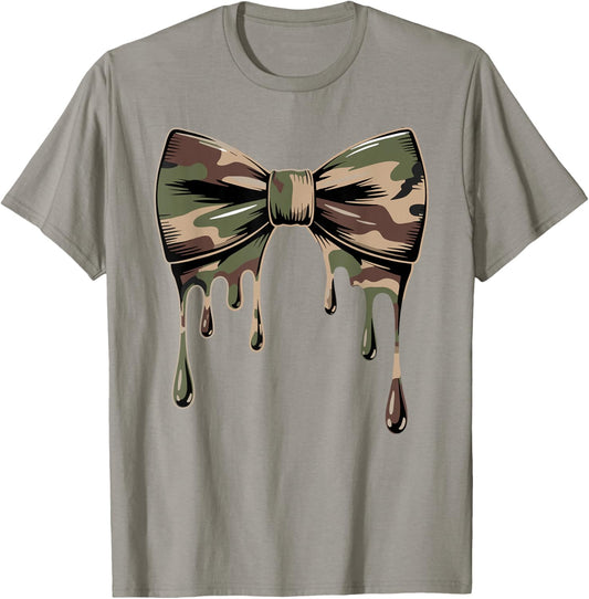 Camouflage Old Camo Bow Cute Country Hunting Women Girl T-Shirt - T-Shirt | Sand