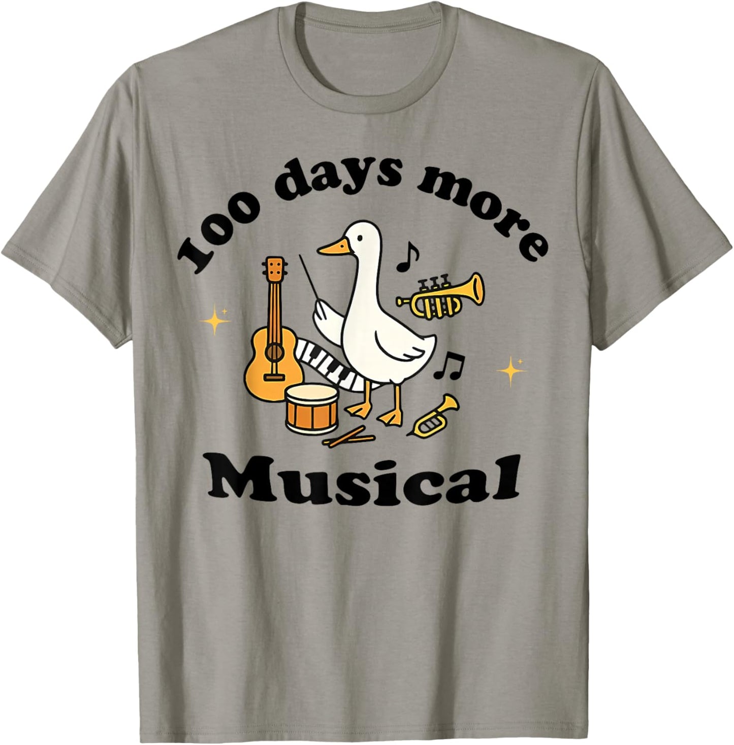 100 Days More Musical Funny Goose Teacher Music Classroom T-Shirt - T-Shirt | Sand
