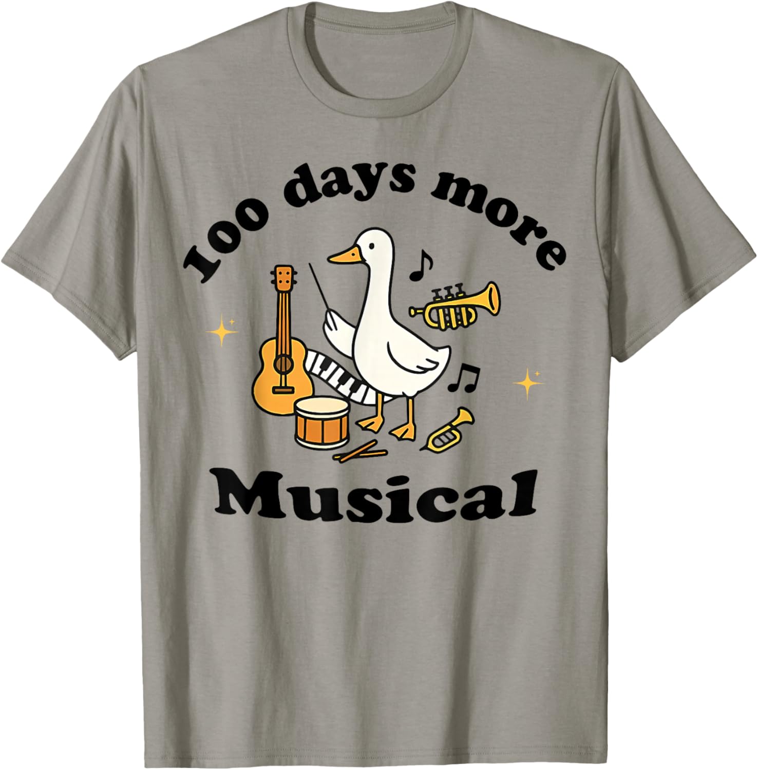 100 Days More Musical Funny Goose Teacher Music Classroom T-Shirt - T-Shirt | Sand