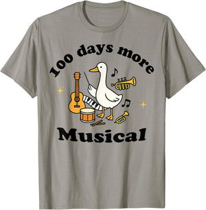 100 Days More Musical Funny Goose Teacher Music Classroom T-Shirt - T-Shirt | Sand