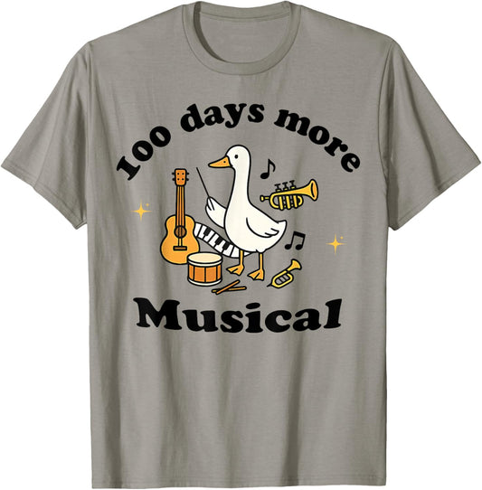 100 Days More Musical Funny Goose Teacher Music Classroom T-Shirt - T-Shirt | Sand