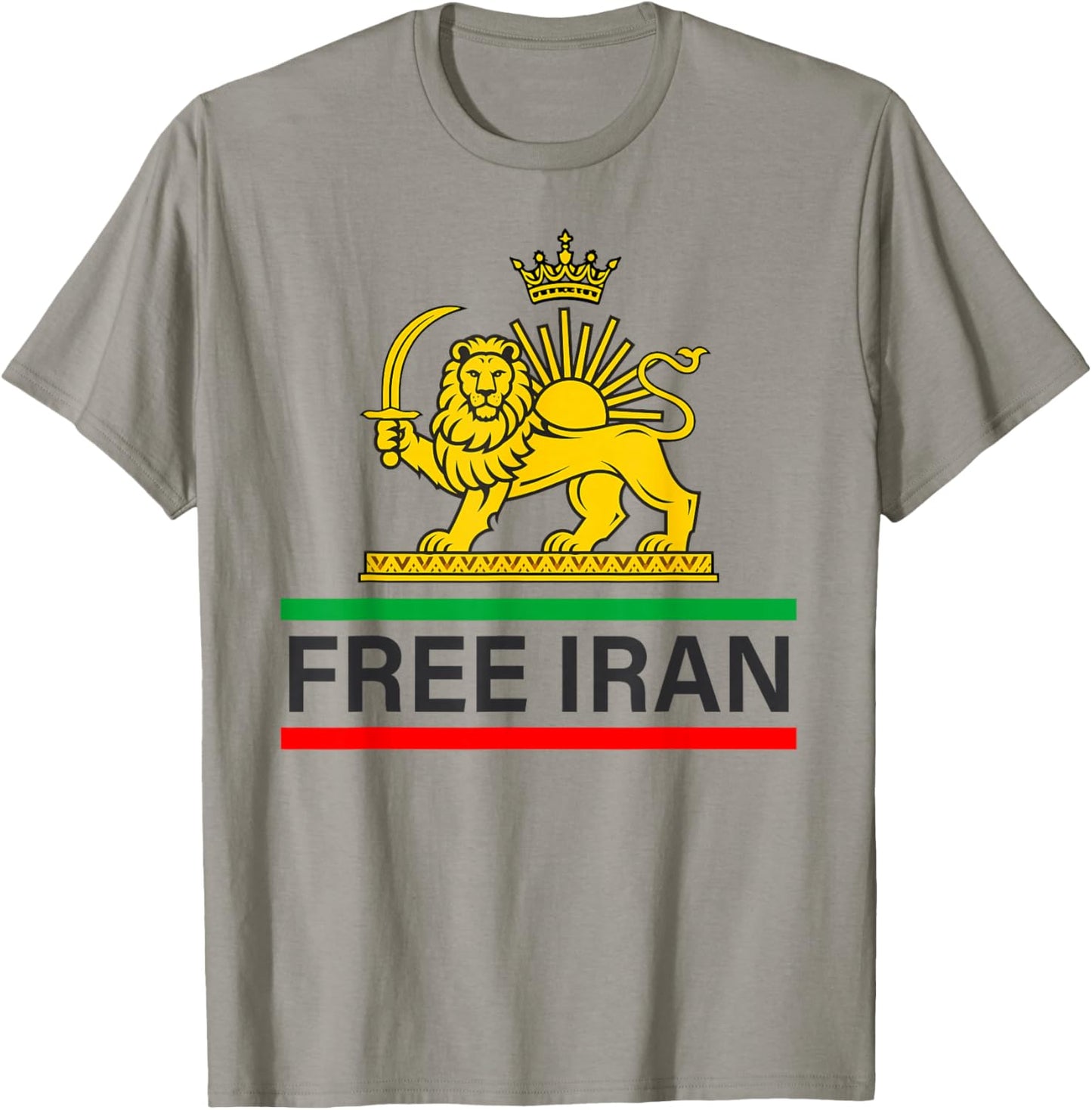 Free Iran Persian Lion and Sun Shir o Khorshid Flag T-Shirt - T-Shirt | Sand