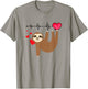 Love Sloth Heart Beat Gift Valentine Birthday Anniversary T-Shirt - T-Shirt | Sand