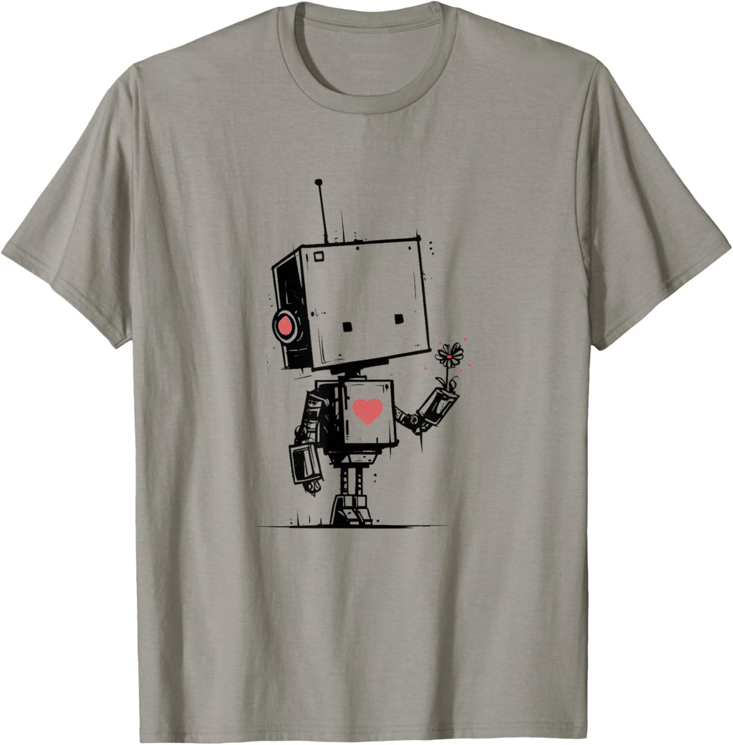 Cute Robot Valentine Love Art Kawaii Robot Romance T-Shirt - T-Shirt | Sand