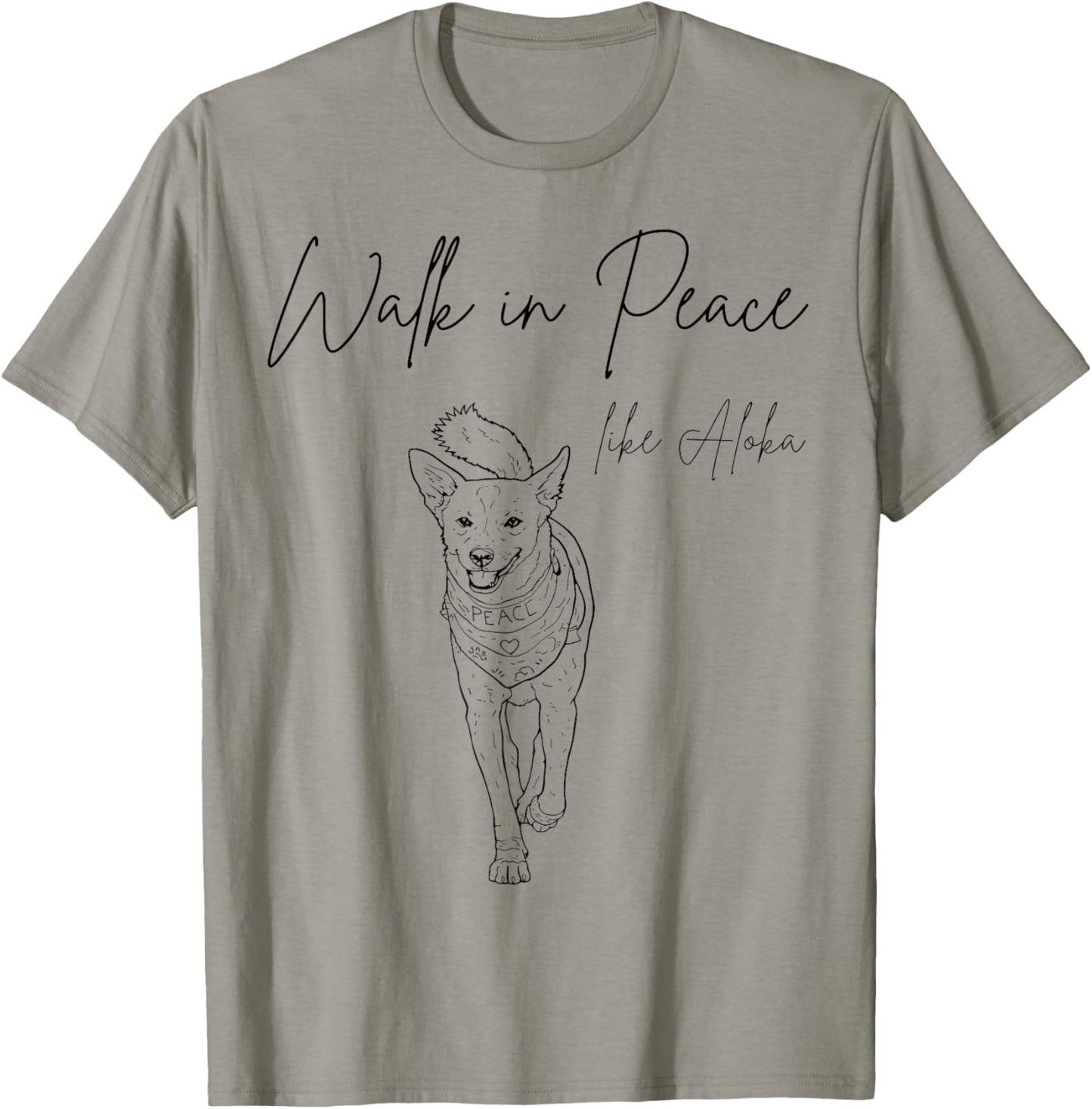 Walk for Peace Like Aloka Dog Minimalist Zen Art T-Shirt - T-Shirt | Sand