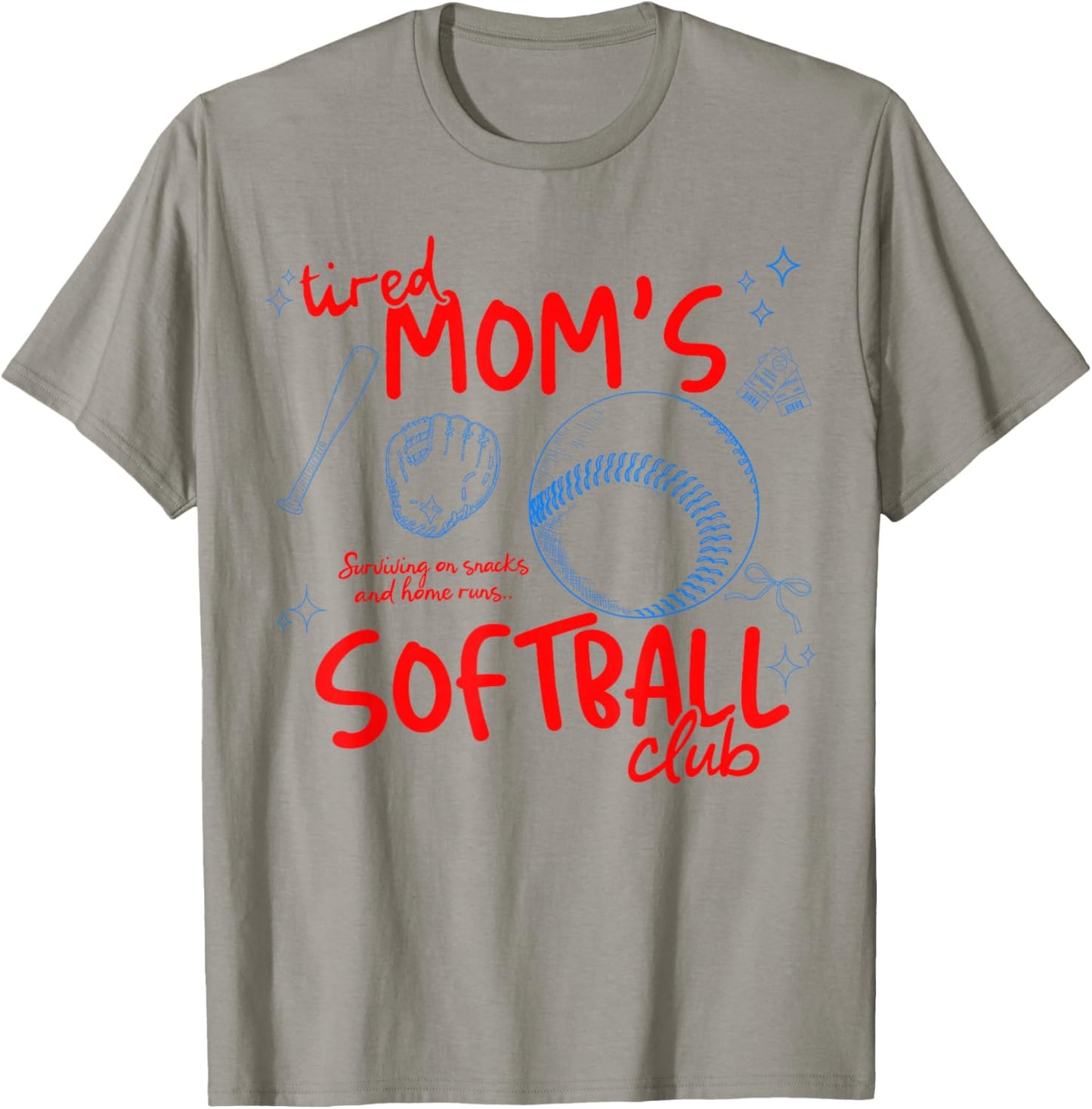 Tired Mom's Softball Club Softball Mom Retro Game Day T-Shirt - T-Shirt | Sand
