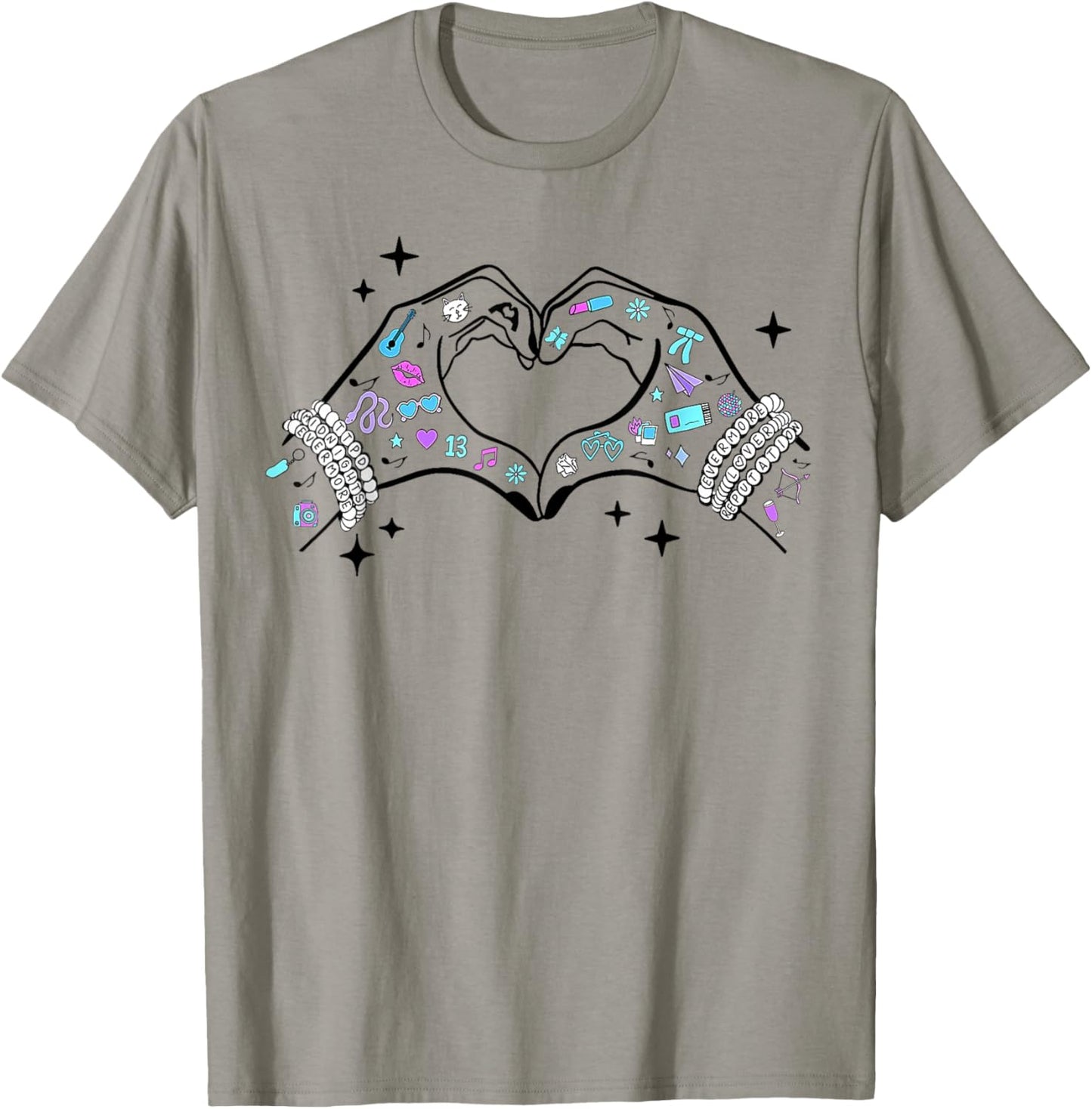 Heart Hands Taylor First Name Girl Retro Groovy 70's 80's T-Shirt - T-Shirt | Sand