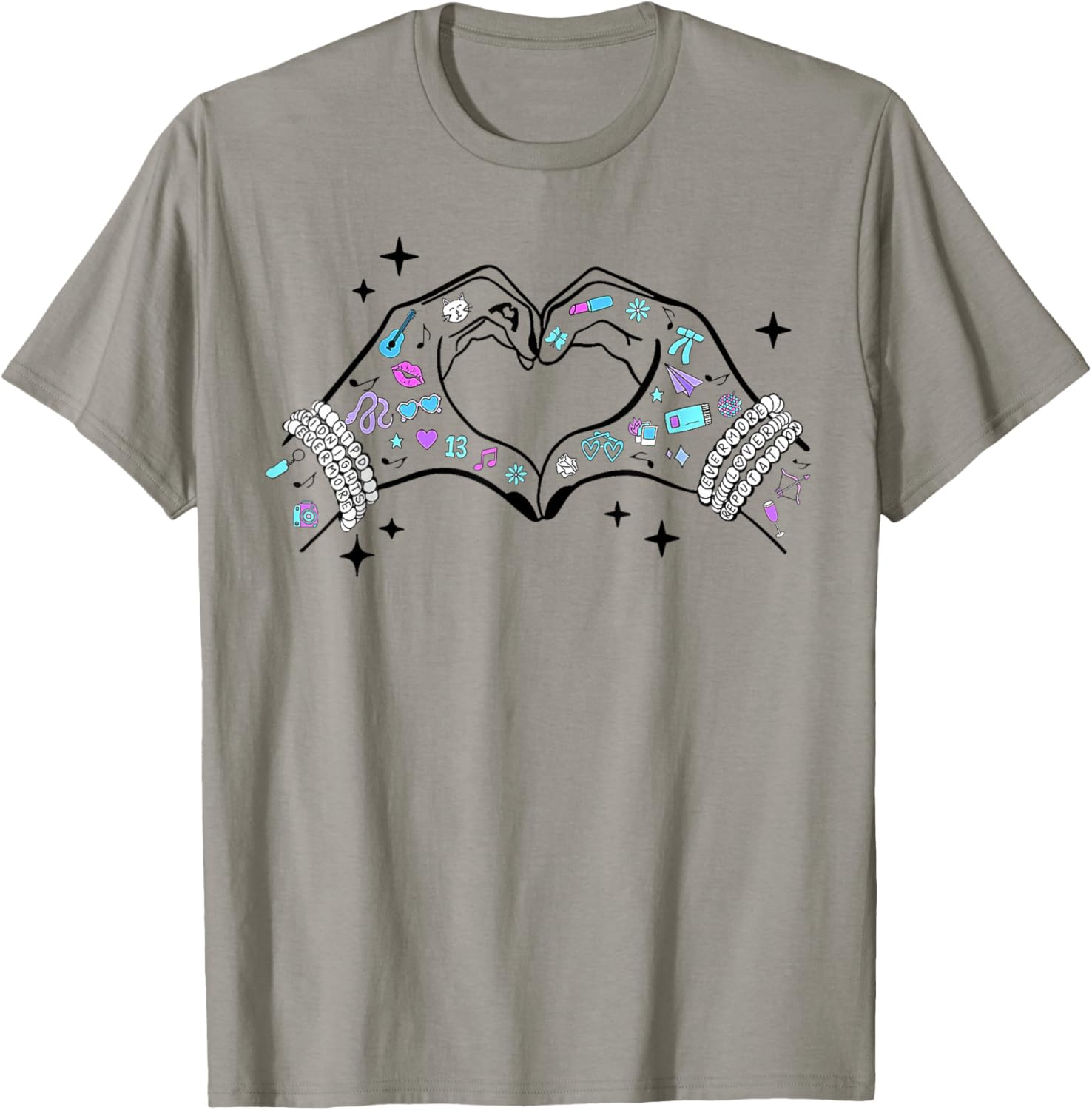 Heart Hands Taylor First Name Girl Retro Groovy 70's 80's T-Shirt - T-Shirt | Sand
