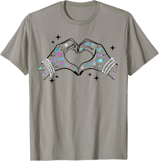 Heart Hands Taylor First Name Girl Retro Groovy 70's 80's T-Shirt - T-Shirt | Sand