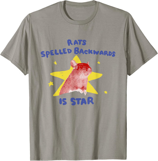 Rats Spelled Backwards is Star Rat Meme Rat Lover Animal T-Shirt - T-Shirt | Sand