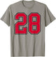 Red and Black Number 28 Jersey Player Uniform #28 T-Shirt - T-Shirt | Sand