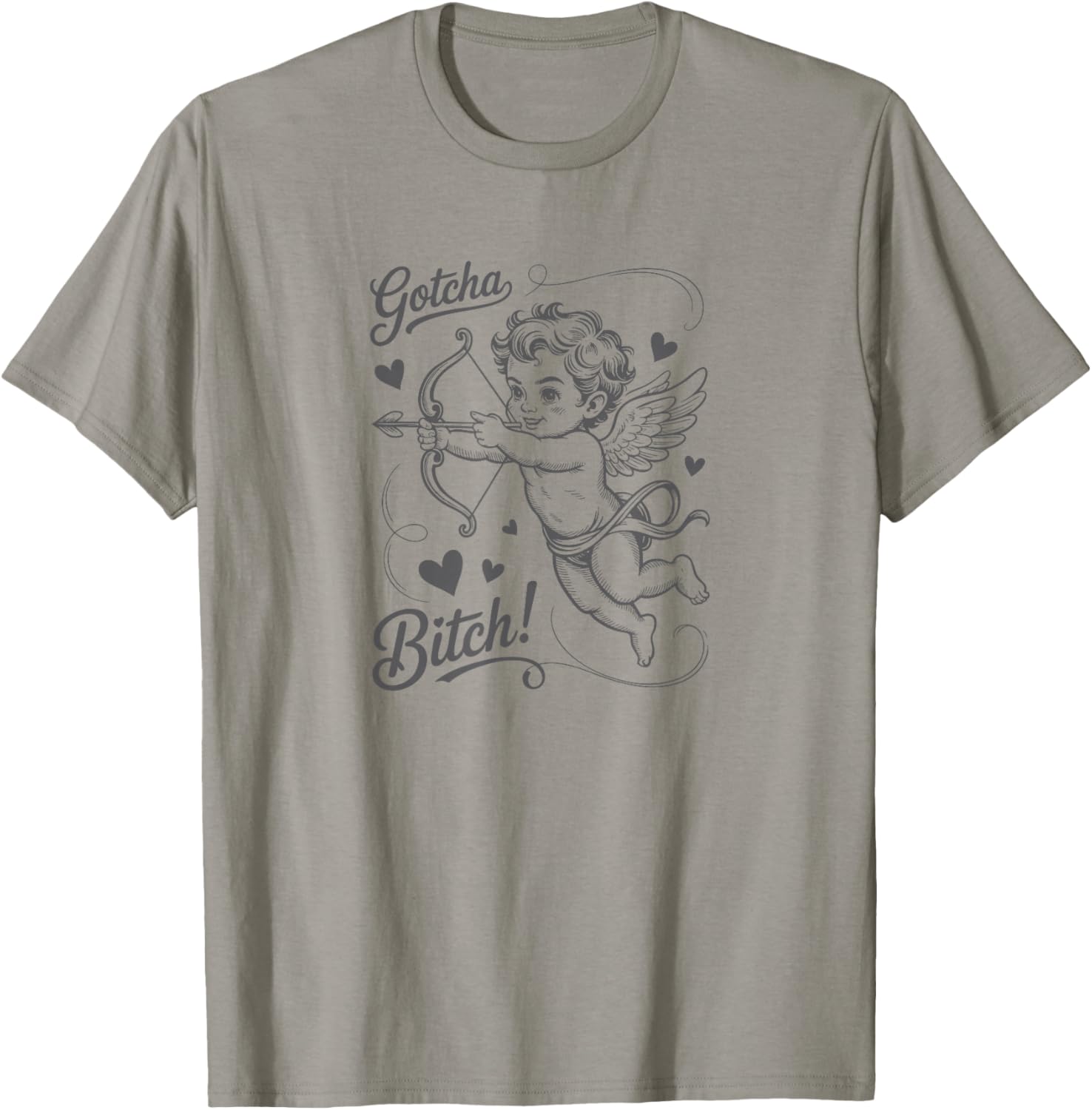 Gotcha Bitch Vintage Cupid Valentine T-Shirt - T-Shirt | Sand