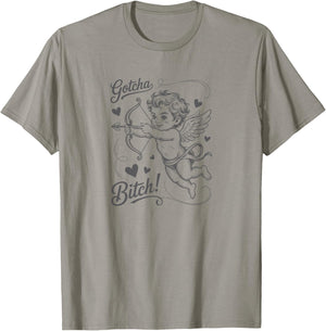 Gotcha Bitch Vintage Cupid Valentine T-Shirt - T-Shirt | Sand