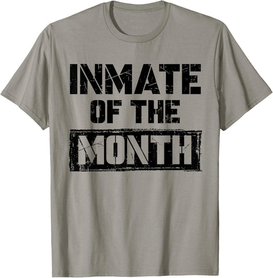 Inmate of Month Jail Inmate Funny Prisoner Halloween Costume T-Shirt - T-Shirt | Sand