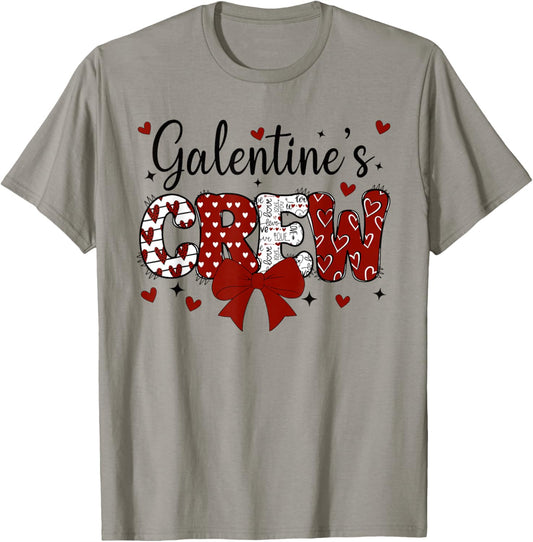 Happy Galentines Day Crew Cute Coquette Bow Galentine 2026 T-Shirt - T-Shirt | Sand