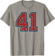 Red and Blue Sports Number 41 Jersey Uniform Player Fan T-Shirt - T-Shirt | Sand