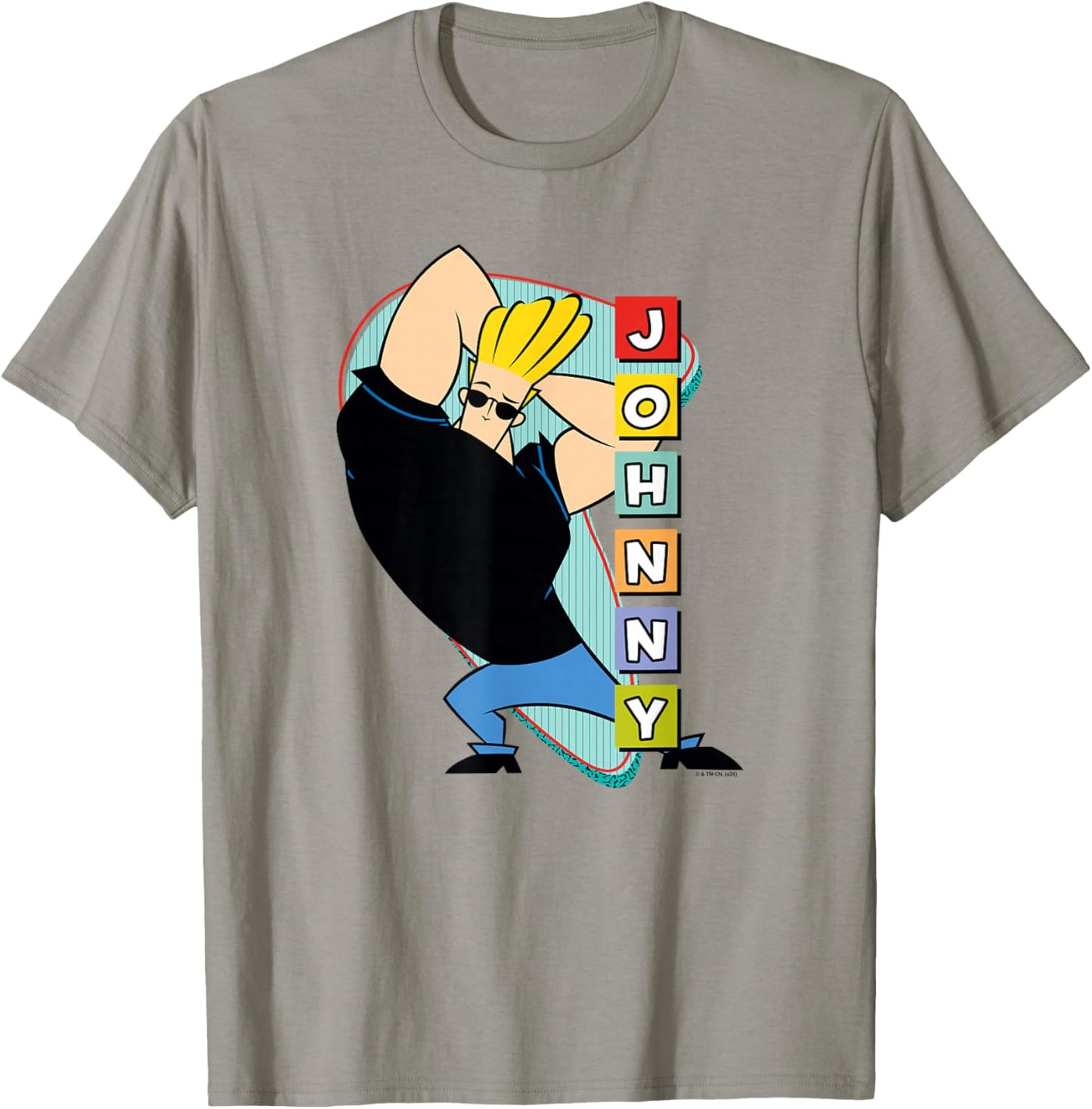 Retro Stacked Lettering Muscle Pose Cartoon T-Shirt - T-Shirt | Sand