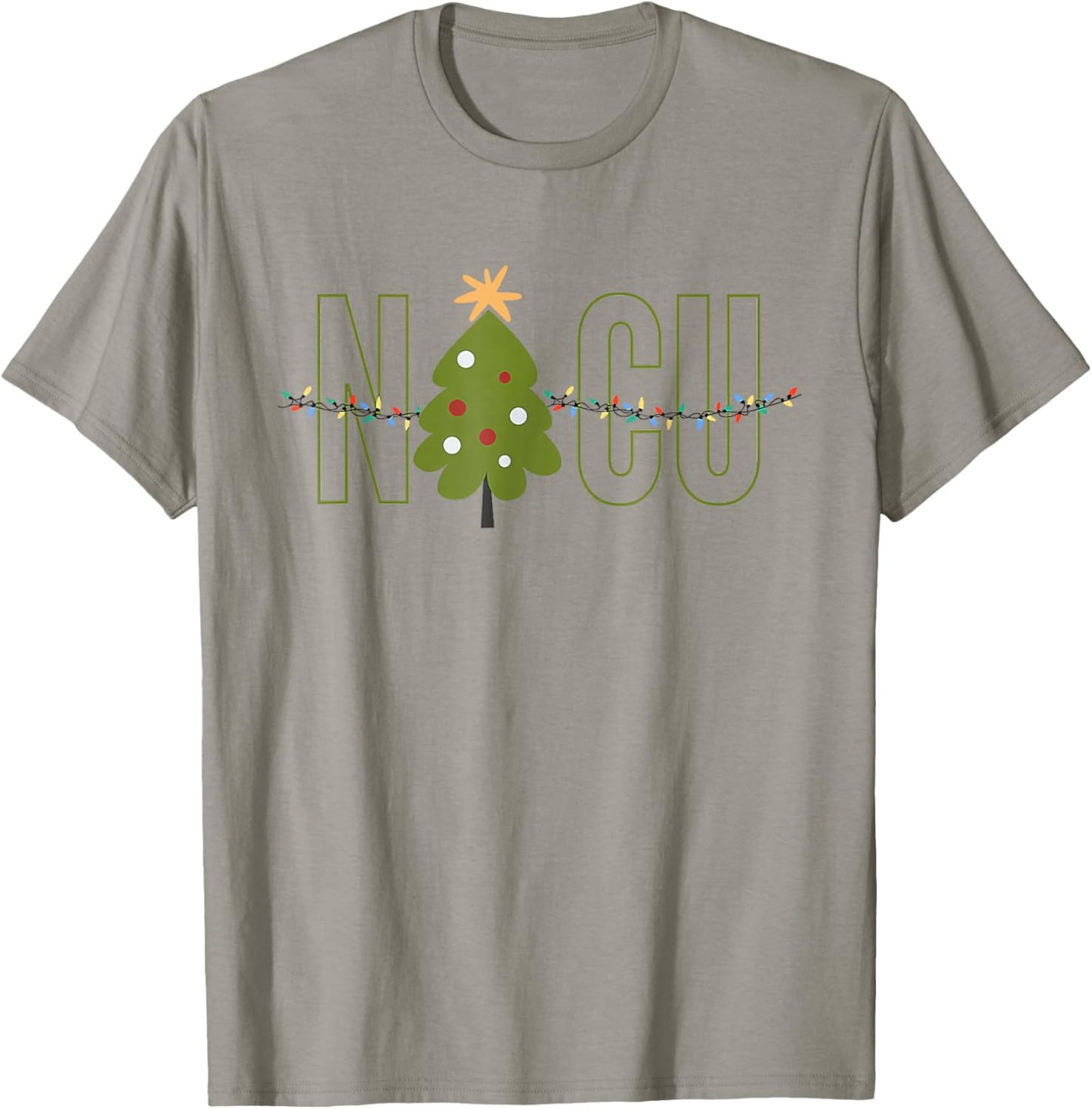 Retro NICU Crew Christmas Tree Nurse Funny T-Shirt - T-Shirt | Sand
