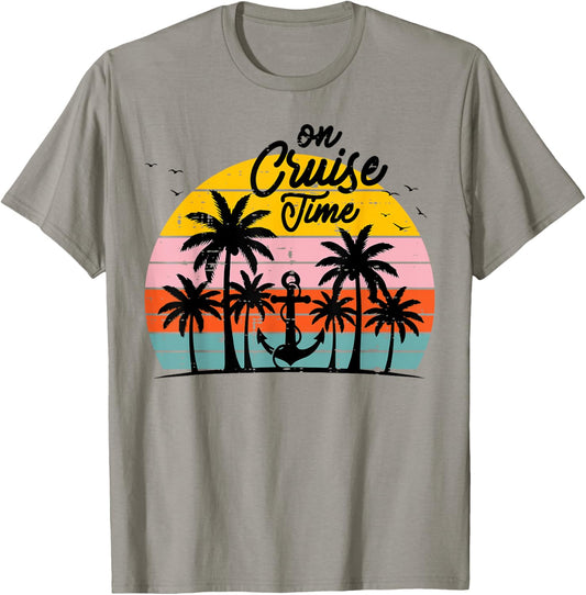 Vacation Cruise Time Palm Trees Anchor Summer Women Men Kids T-Shirt - T-Shirt | Sand