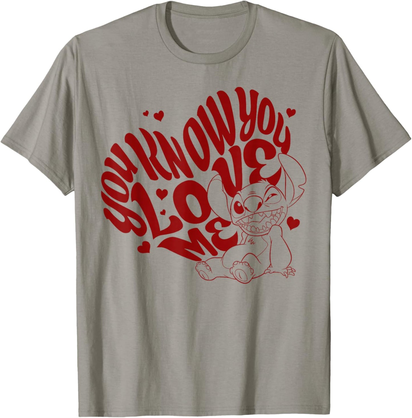Disney Lilo & Stitch Valentine's You Know You Love Me Stitch T-Shirt - T-Shirt | Sand