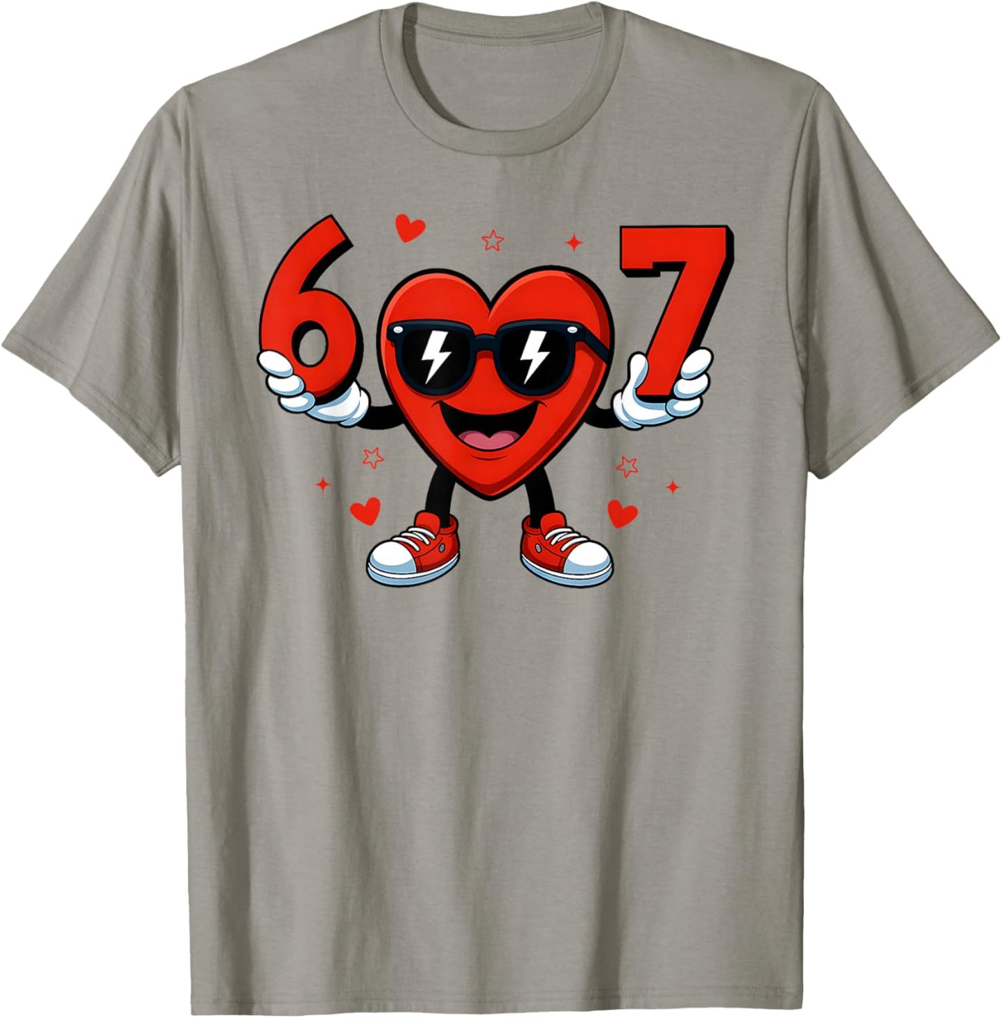 Funny Six Seven 6 7 Valentines Day Boys Girls Kids 67 Meme T-Shirt - T-Shirt | Sand