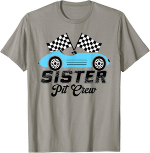 Sister Pit Crew Race Car Birthday Family Matching T-Shirt - T-Shirt | Sand