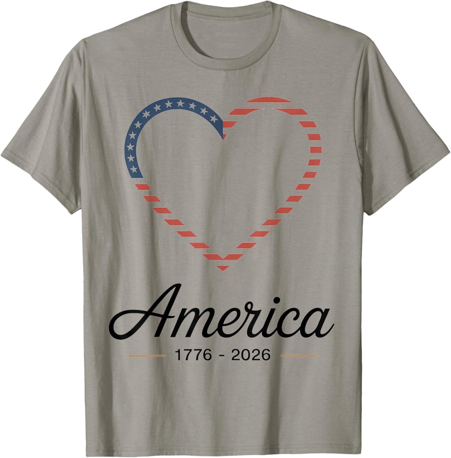 Flag Heart 1776 2026 July 4th 250th Birthday T-Shirt - T-Shirt | Sand
