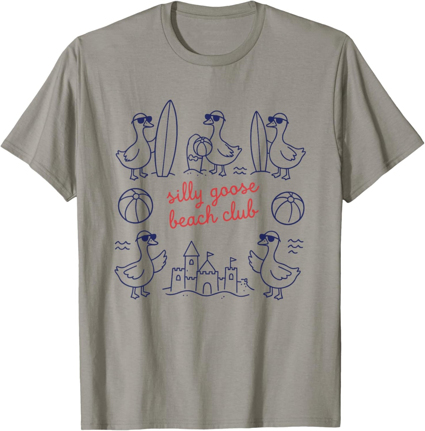 Silly Goose Beach Club Summer Ocean Vacation T-Shirt - T-Shirt | Sand